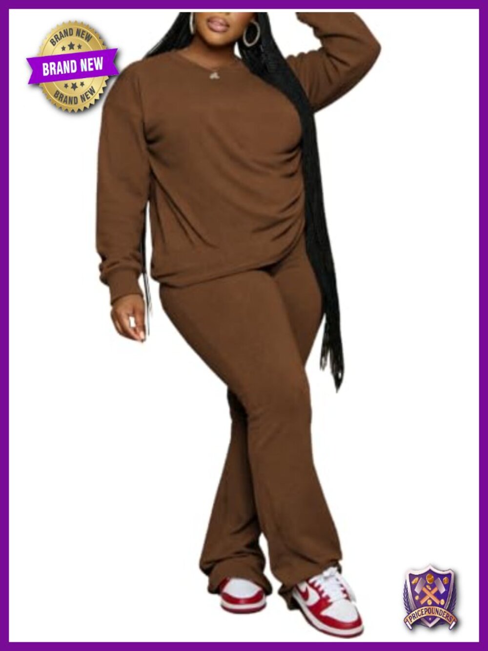 Plus Size 2 Piece Lounge Set Long Sleeve Top Flare Pants Loungewear